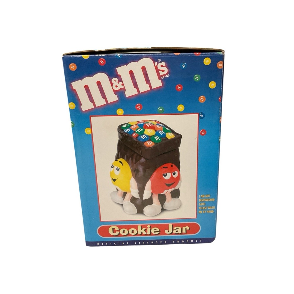 Rare VTG 2002 M&M's‎ Brown Sack Bag Cookie Jar, 3D Candy Characters W/Box!